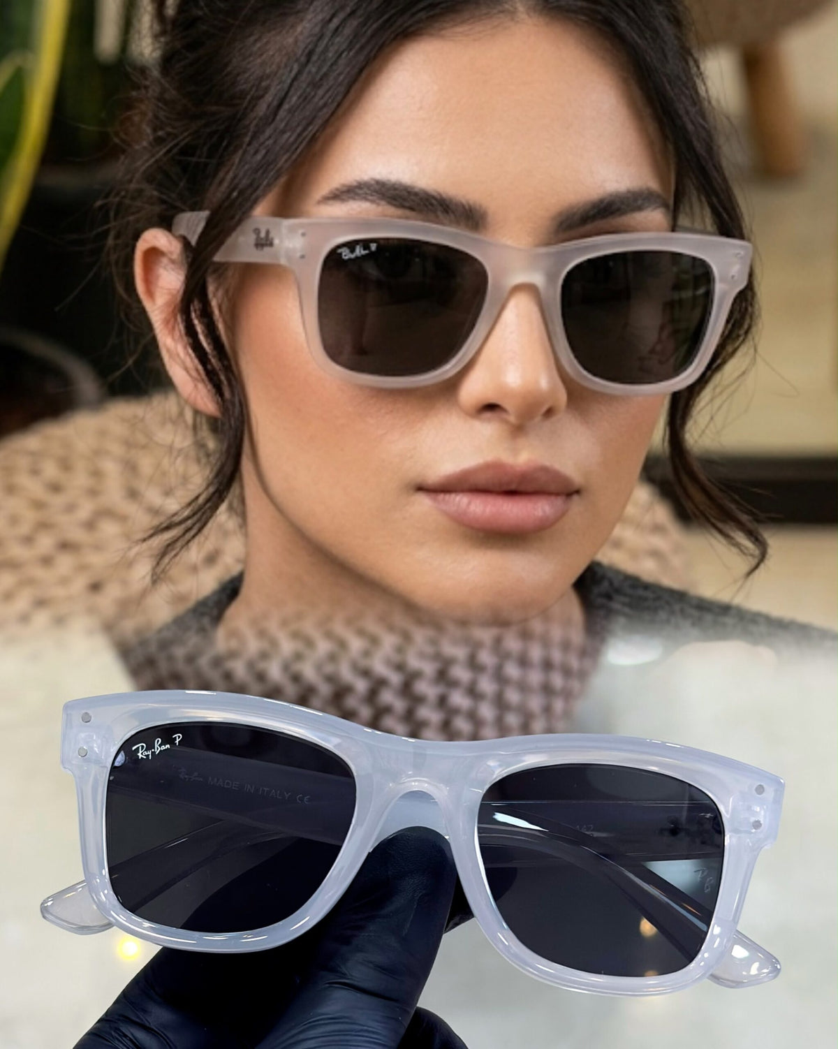 SK 0502- MILKY WHITE BLACK LENS