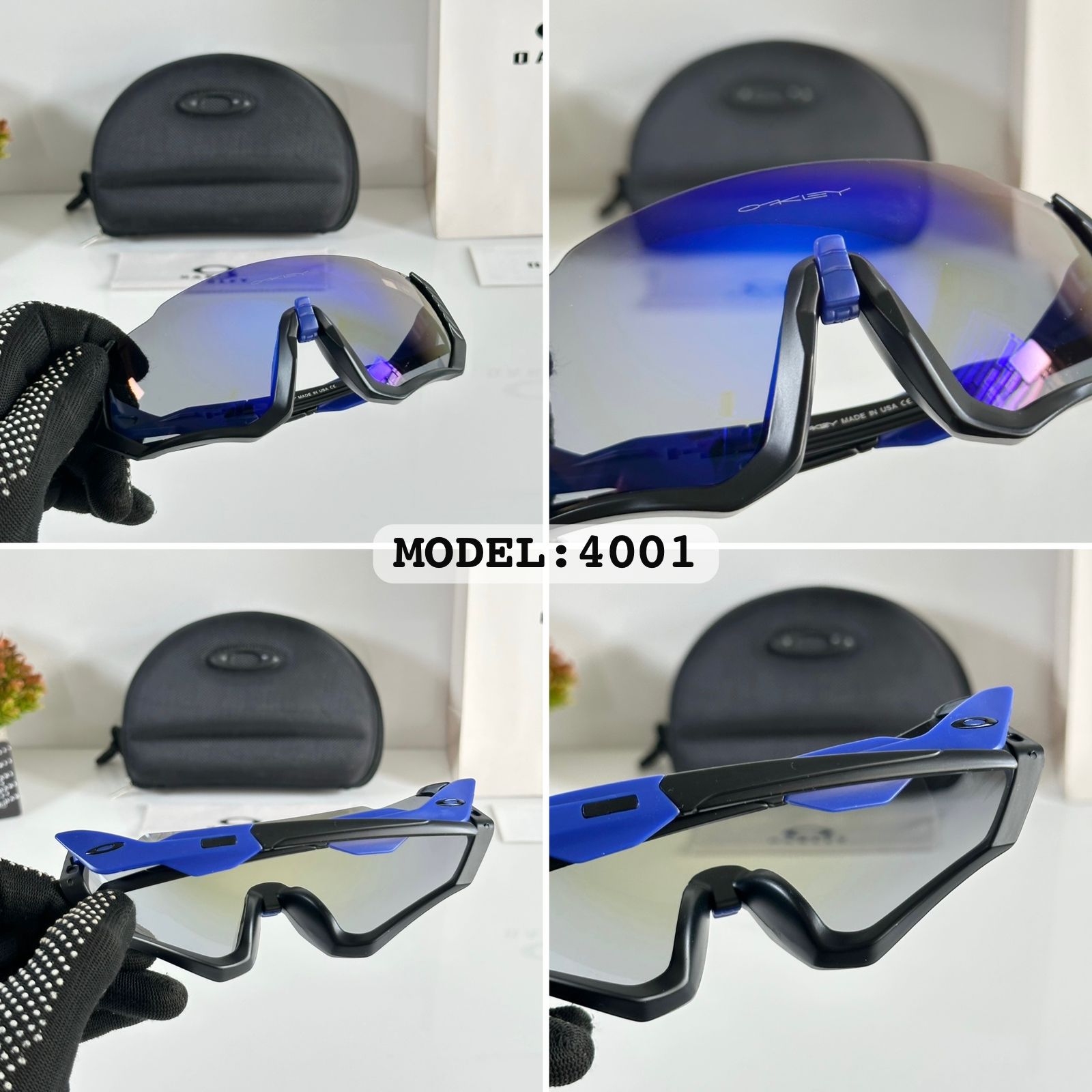 Oak Shield Sport Black With Blue Lens  – Model 4001