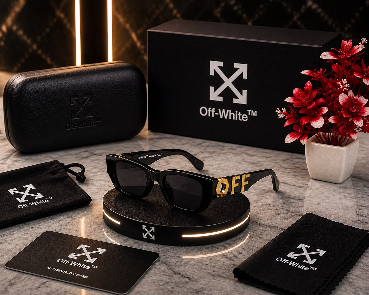 OFF-Black Gold Sunglasses