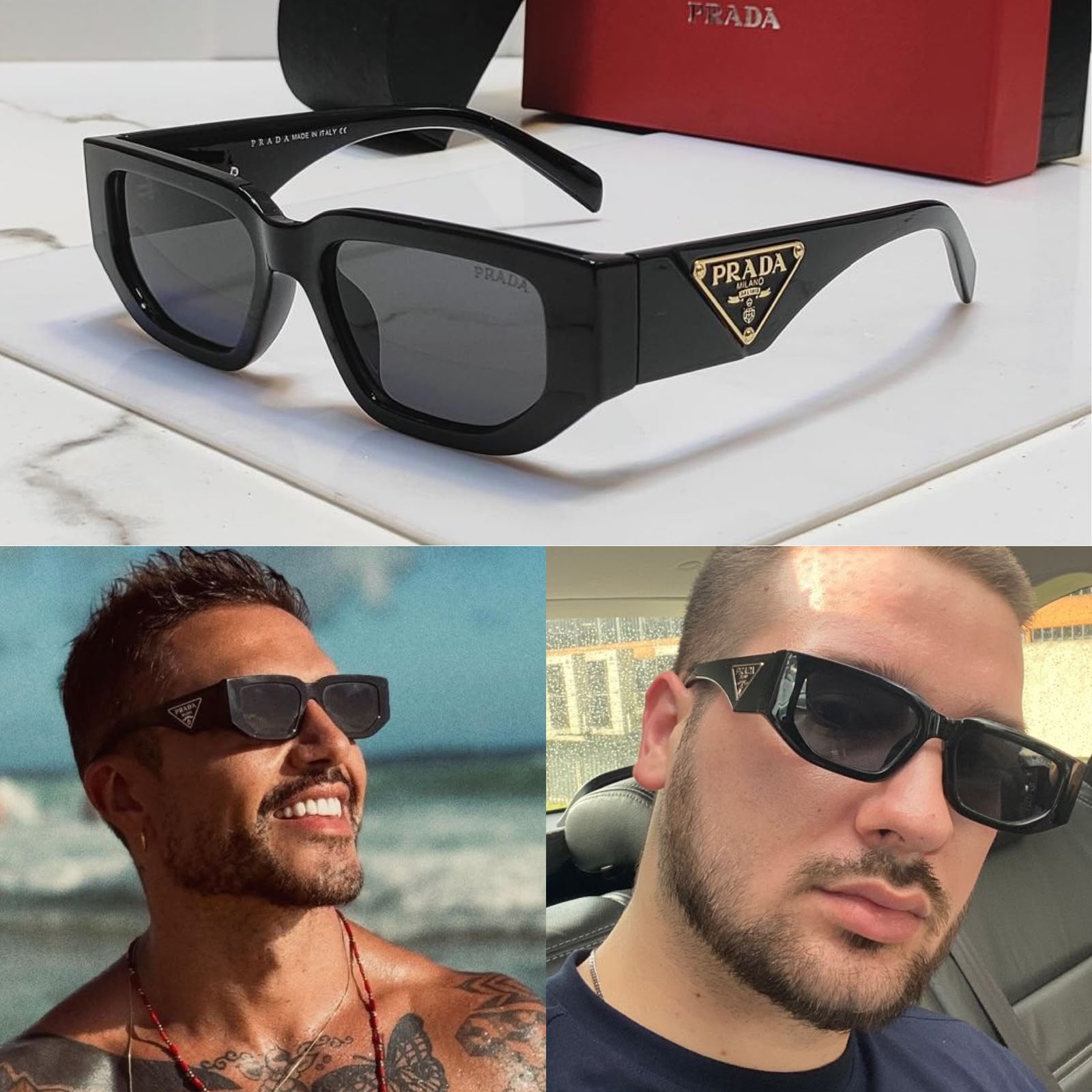 PD-4511 -Inspired Black Rectangle Sunglasses